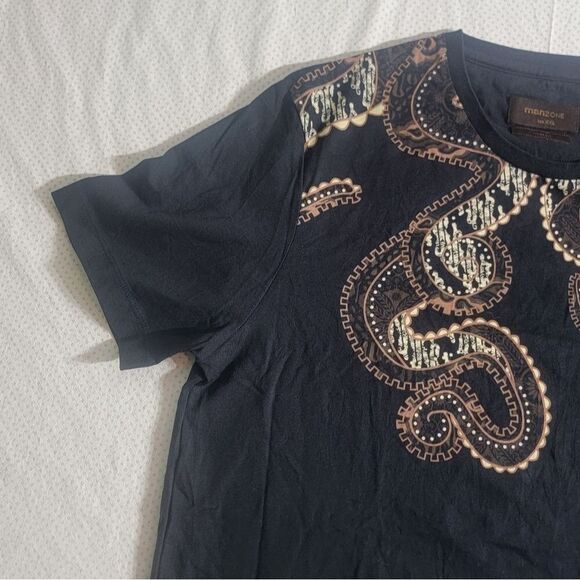 Mens 2XL Manzone Slim Fit Short Sleeve Shirt Wild Snake Gears - Picture 2 of 13